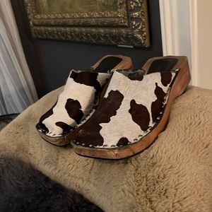 Nine West Pony Hair wooden Studded Mules
